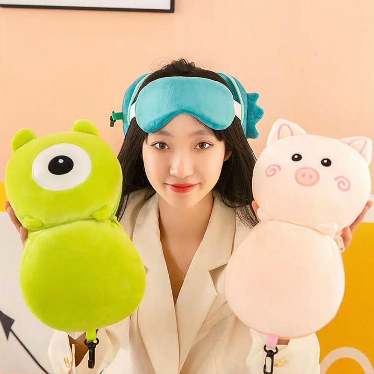 HOMEY - PACK 2 Almohada cervical de viaje Diseños de animalitos