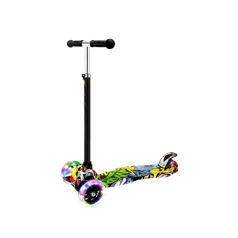 GENERICO - Scooter Monopatín Infantil Negro con Diseño grafiti D8