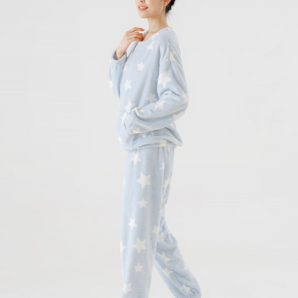VELVET - Pijama Rina Polar Celeste Mujer