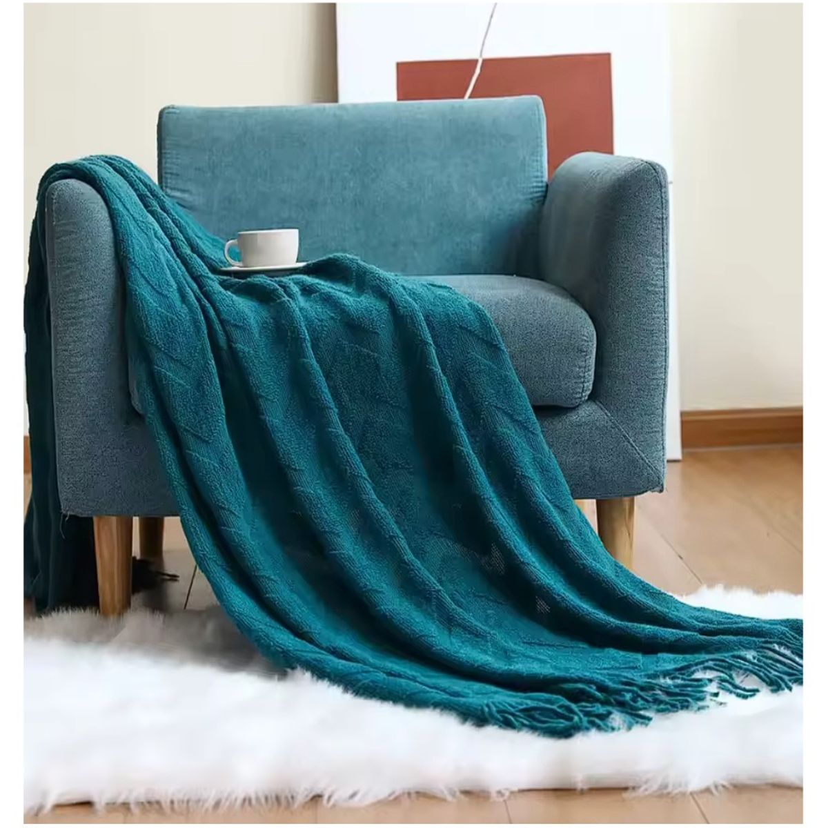 GENERICO - Manta para Sofá o Piecera Blanket Modelo Color Calipso