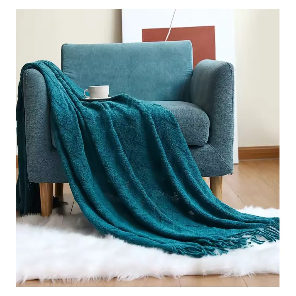 GENERICO - Manta para Sofá o Piecera Blanket Modelo Color Calipso