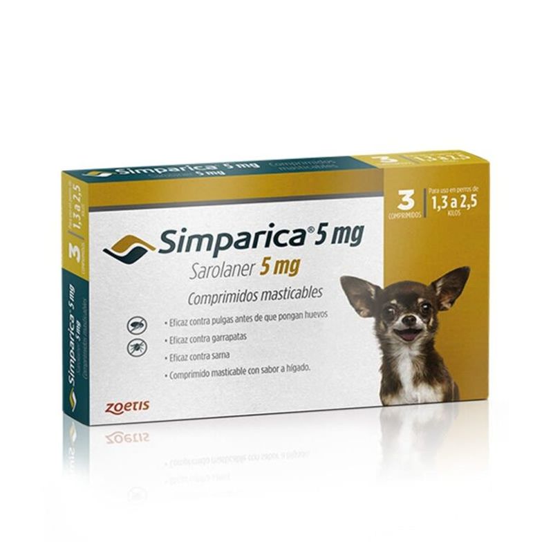 ZOETIS - Simparica Antiparasitario Perros 1.3 A 2.5 Kg X3 comprimidos