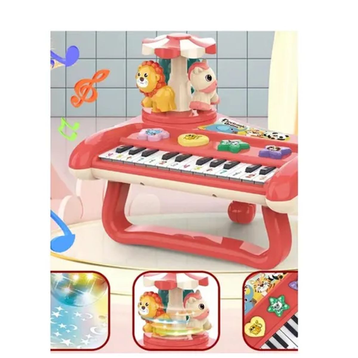 GENERICO - Piano Musical Bebes Instrumento Juguete Para Niños Rosa