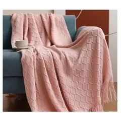 COMPRAPO - Manta para Sofá o Piecera Blanket Mod Zig Zag Color Rosa Pastel