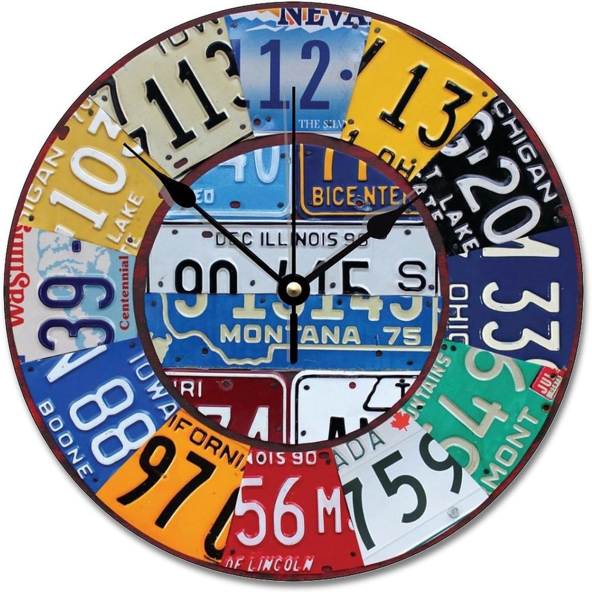 MONTREAL - Reloj De Pared Decorativo Vintage En Madera Diseño Patentes