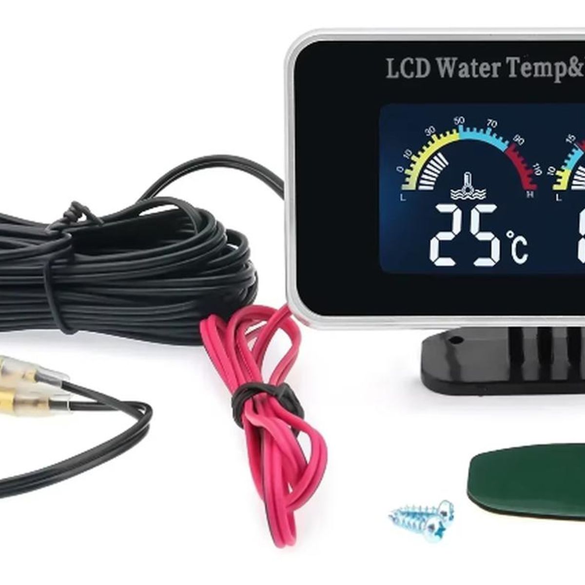 GENERICO - Reloj Marcador De Temperatura + Voltímetro Digital 12v-24v