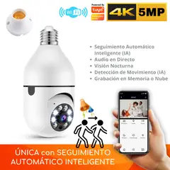 D MOTICA - Cámara Mini Domo Wifi Inteligente 4K 5MP Móvil Interior-Seguimiento Automático