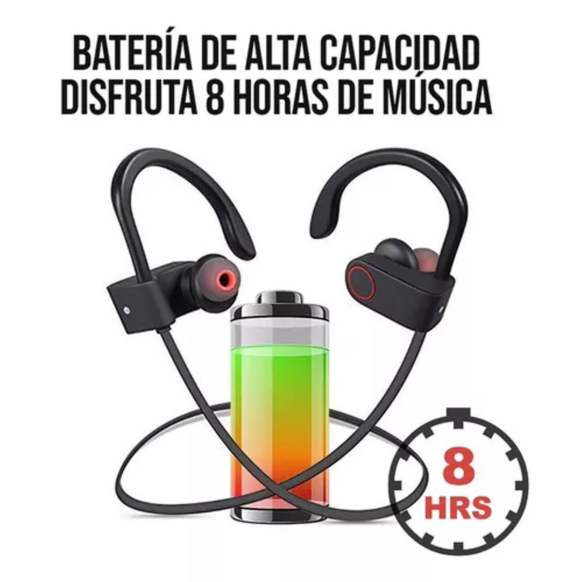 GENERICO - Audífonos deportivos inalámbricos Bluetooth con micrófono negro