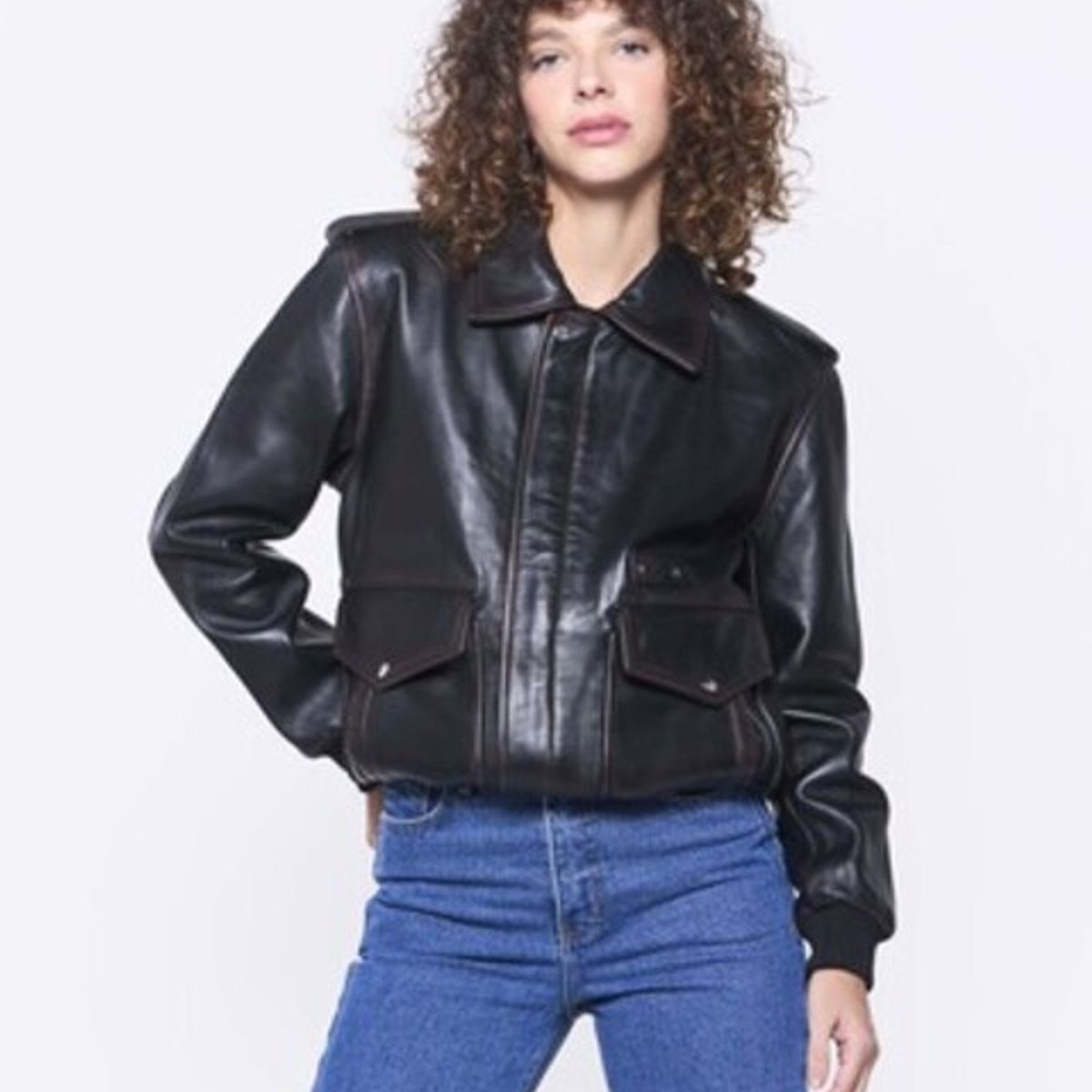 AMEN LEATHER - Jeans Slim Sara Azul