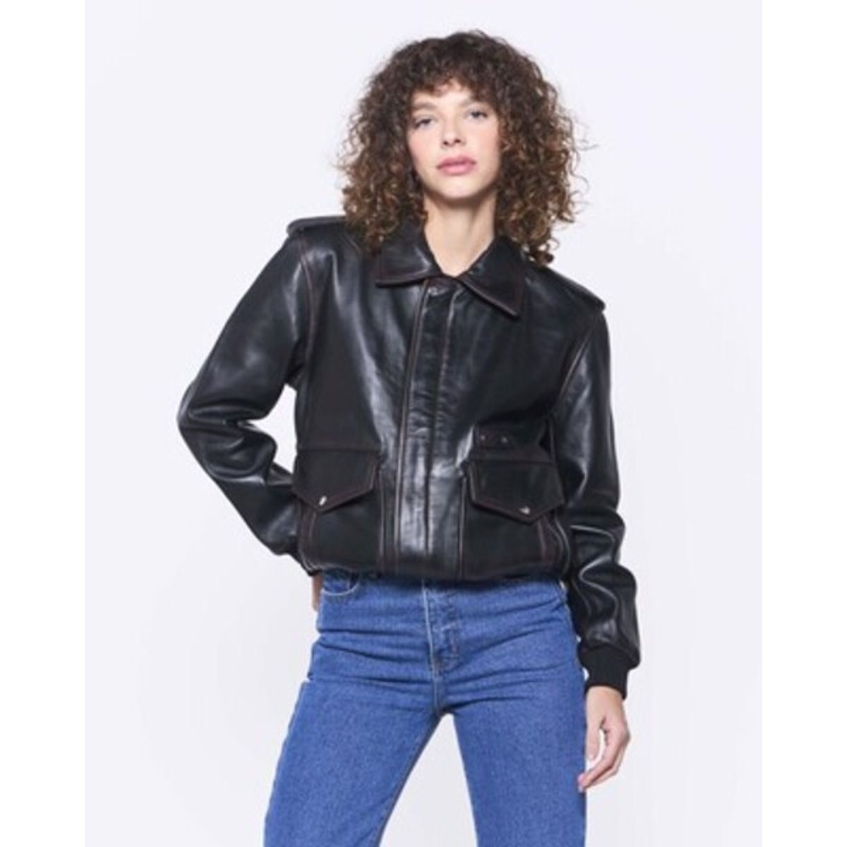 AMEN LEATHER - Jeans Slim Sara Azul