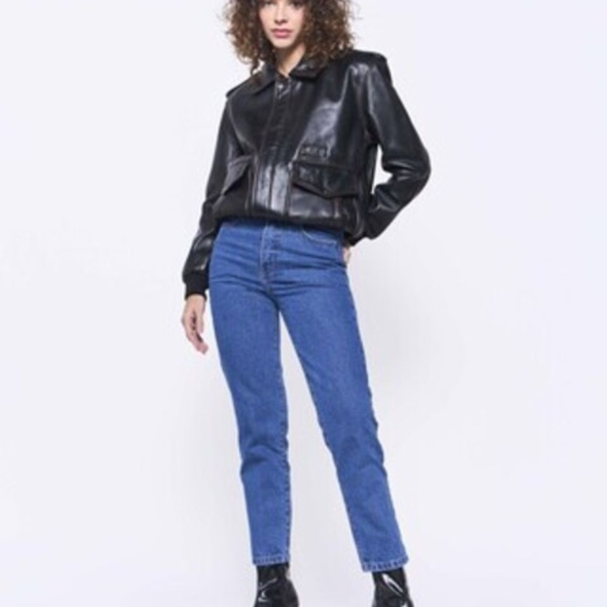 AMEN LEATHER - Jeans Slim Sara Azul