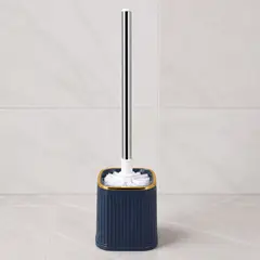 HOMESTAR - Escobilla de baño minimalista azul con soporte