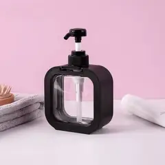HOMESTAR - Dispensador Jabón Líquido Cuadrado Transparente - Negro 300ml