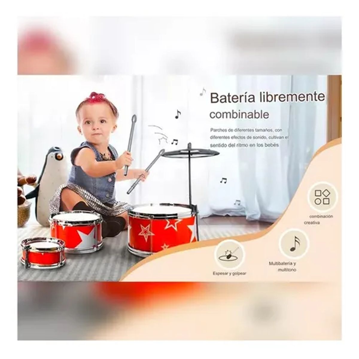 GENERICO - Mini Batería Musical Juguete Infantil 7 Pcs Jazz Drum Niños