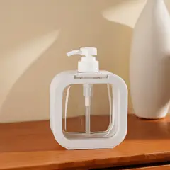 HOMESTAR - Dispensador Jabón Líquido Cuadrado Transparente - Blanco 500ml
