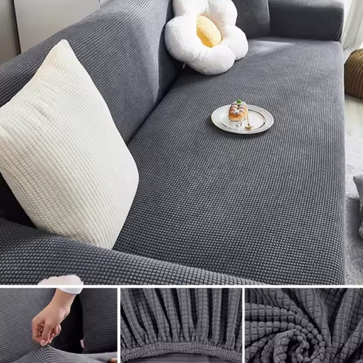 GENERICO - Funda Cubre Sillón Protectora Para Sofá Texturizada 3 Cuerpos