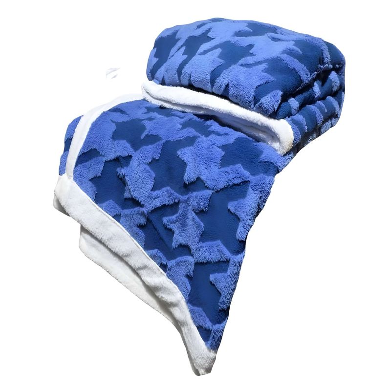 GENERICO - MANTA FRAZADA ELEGANTE 2 PLAZAS AZUL CLARO