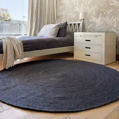TRIBUS DEL MUNDO - Alfombra Panaji Coal Redonda Living Yute Negro 180 cm