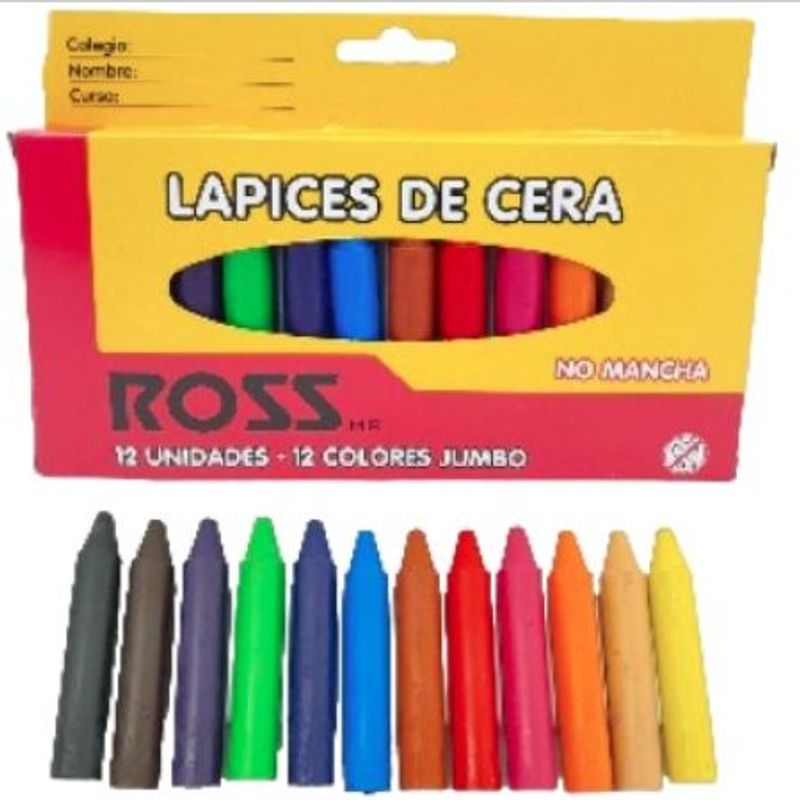 GENERICO - Lapices de Cera 12 Unidades Jumbo Ross
