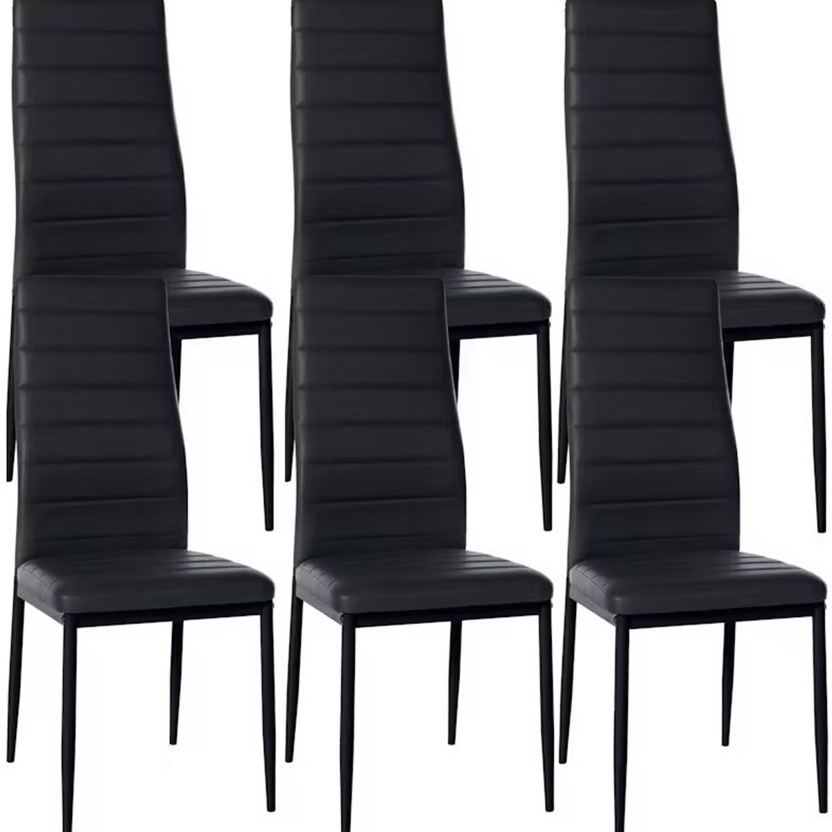 GENERICO - Pack De 6 Sillas De Comedor Negras