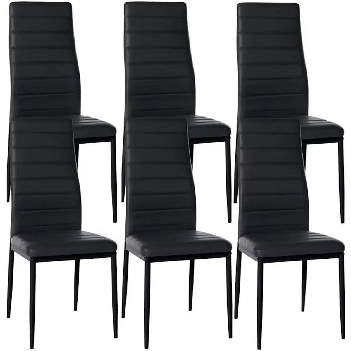 GENERICO - Pack De 6 Sillas De Comedor Negras