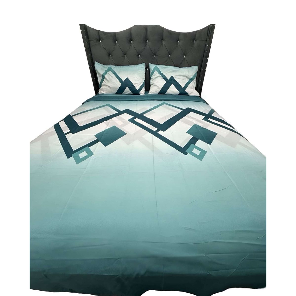 GENERICO - JUEGO DE SABANAS DE GÉNERO KING RAYAS VERDES