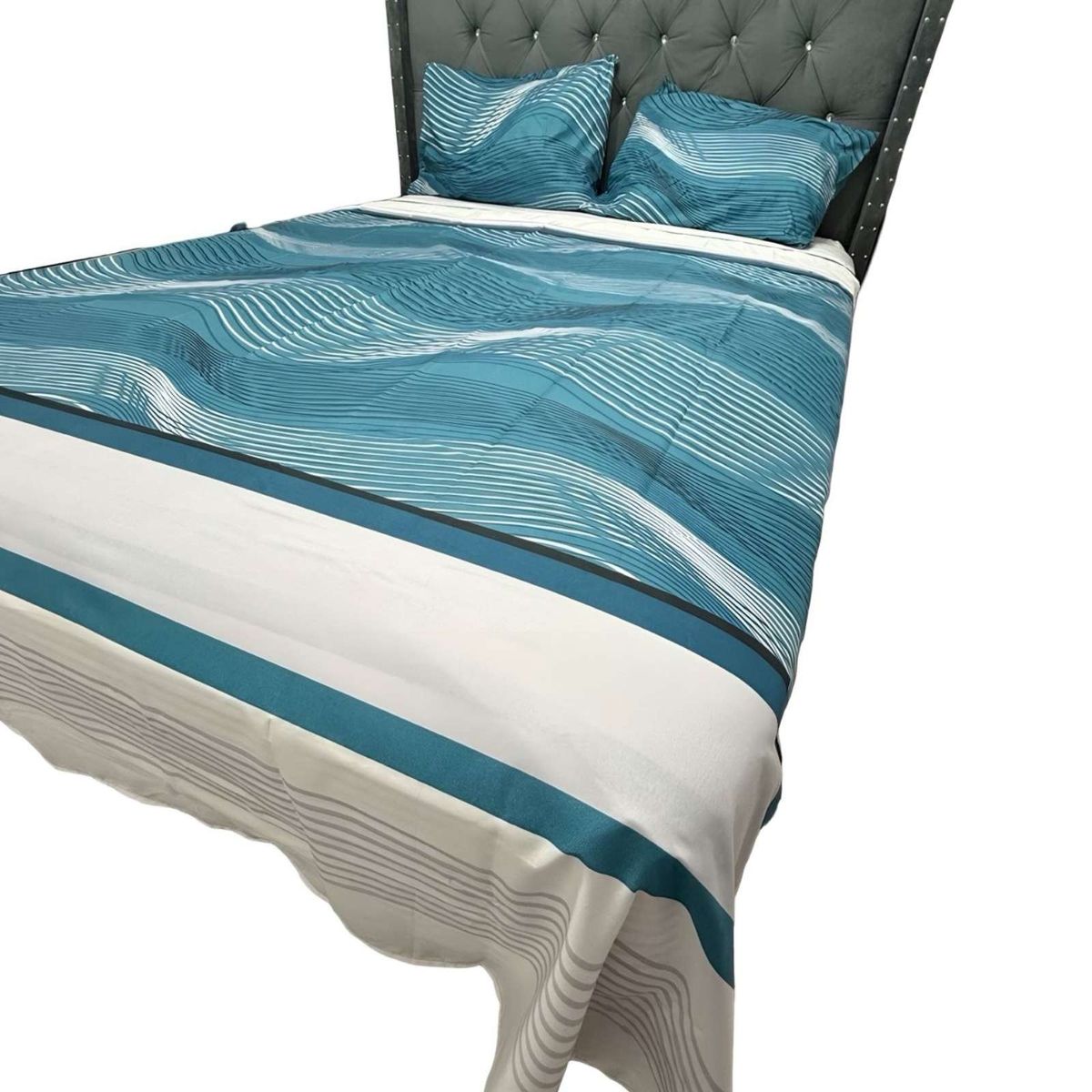 GENERICO - JUEGO DE SABANAS DE GÉNERO 2 PLAZAS RAYAS AZULES