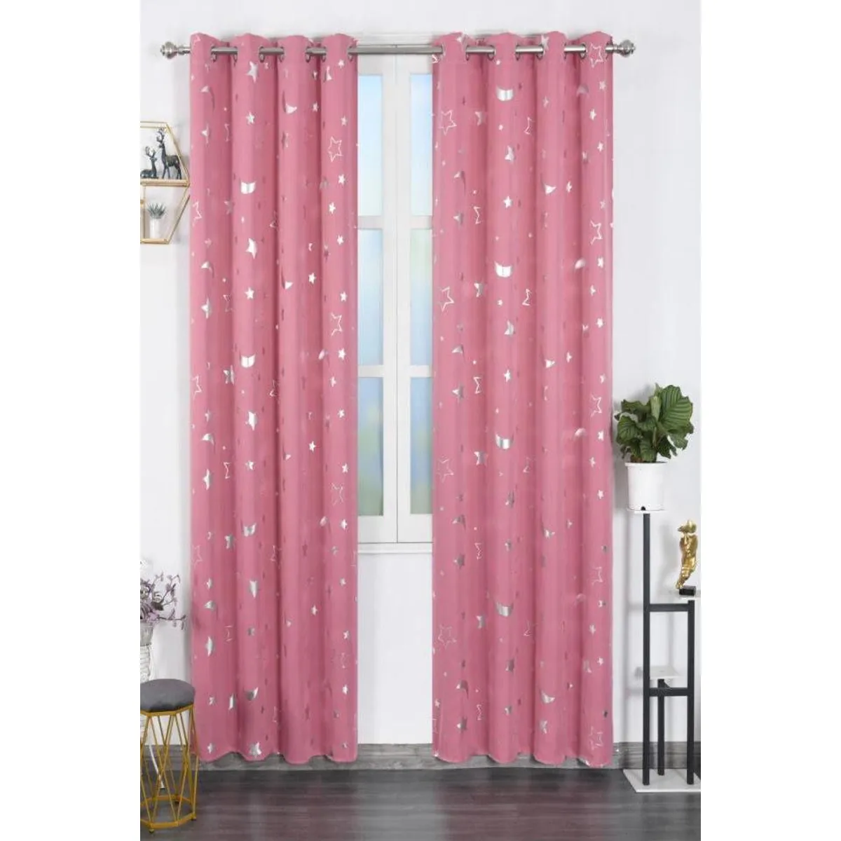 GENERICO - Cortinas  Infantil estrella rosada