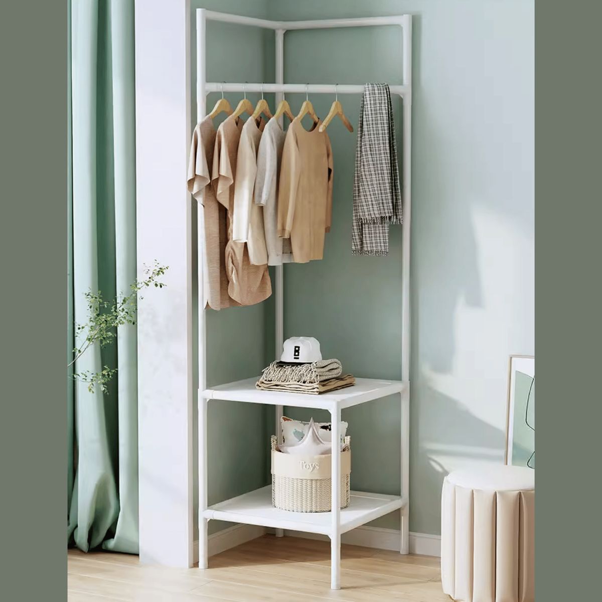 HOMESTAR - Perchero Portail Exhibidor De Ropa Clóset Abierto Organizador - Blanco