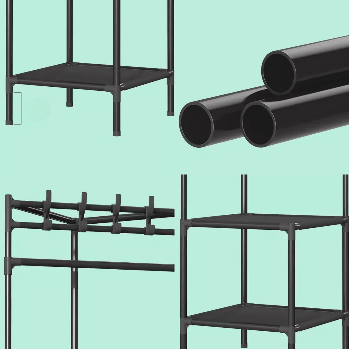 HOMESTAR - Perchero Portail Exhibidor De Ropa Clóset Abierto Organizador - Negro