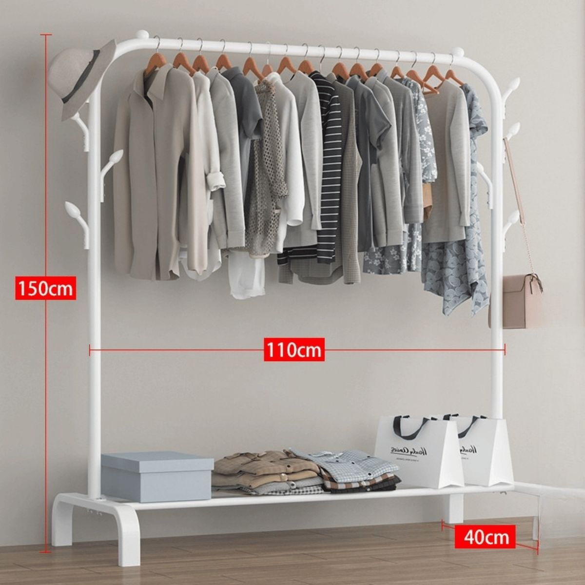 HOMESTAR - Perchero Exhibidor De Ropa Clóset Abierto Organizador Metalico - Blanco
