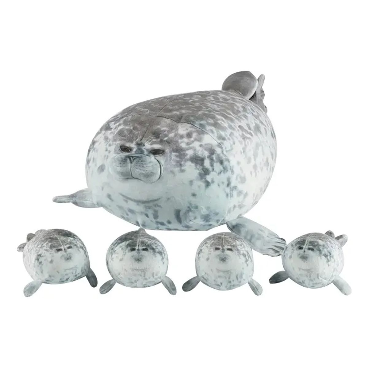 GENERICO - Foca, Peluche De Mamá Foca, 40 Cm. Mas 4 Bebés Foquitas.