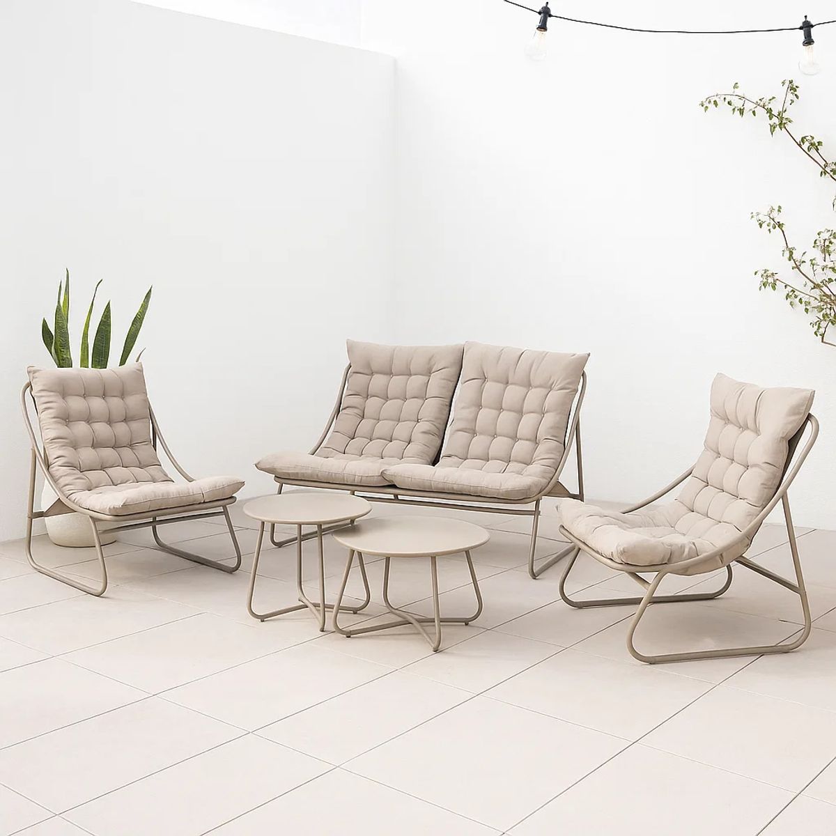 KLIK - Juego de Terraza Arena 3 Sofás y 2 Mesas de Centro