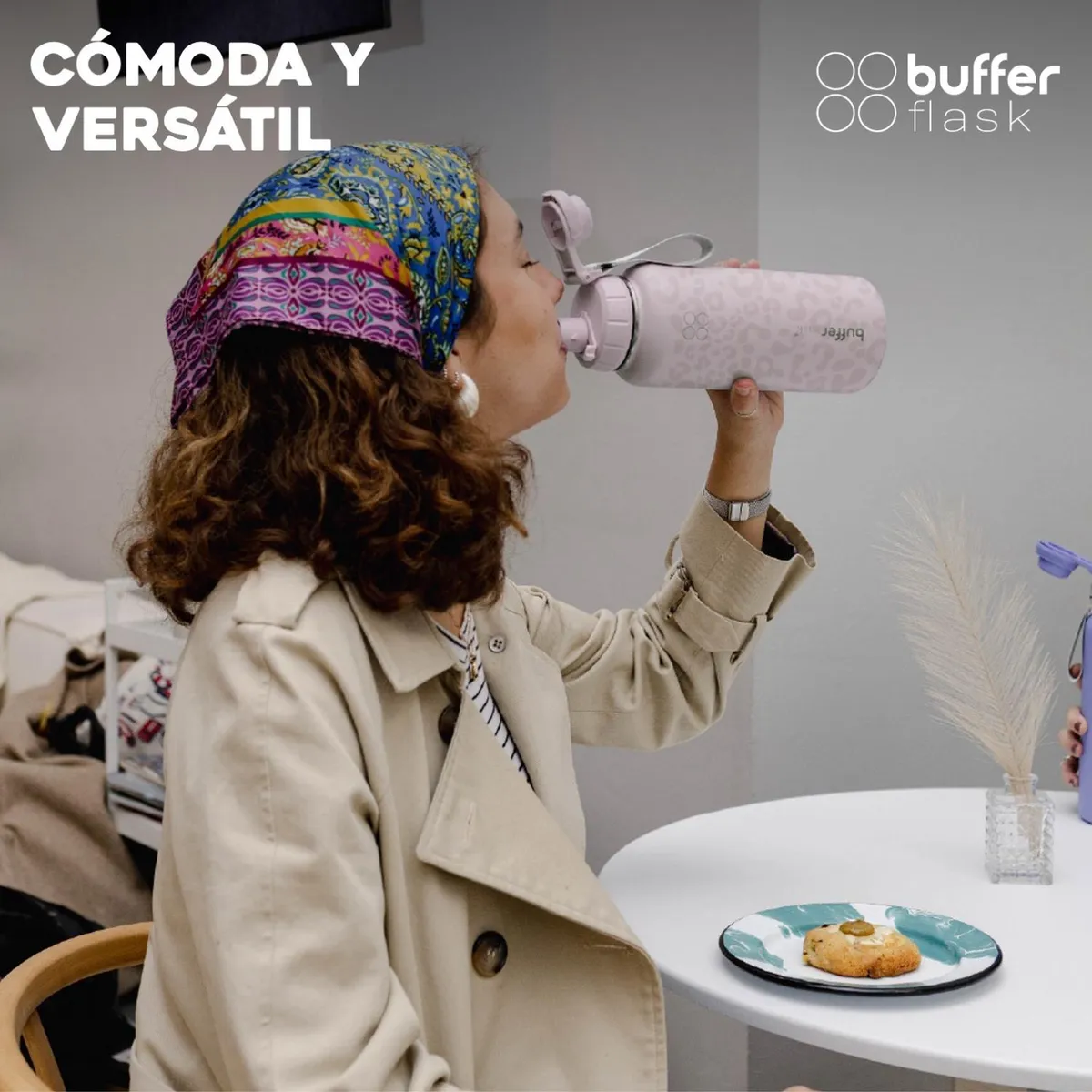 BUFFER FLASK - Termo Botella Agua Termica Acero Inox + Tapas - Salmon