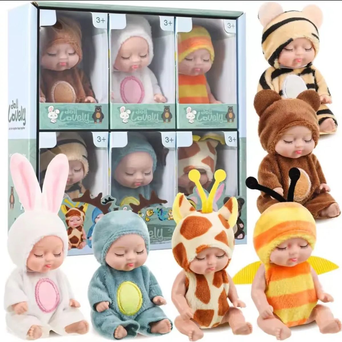 GENERICO - Muñecas Reborn, Kit Mini Bebes 6 Un. Con Ropa, En Cajitas.