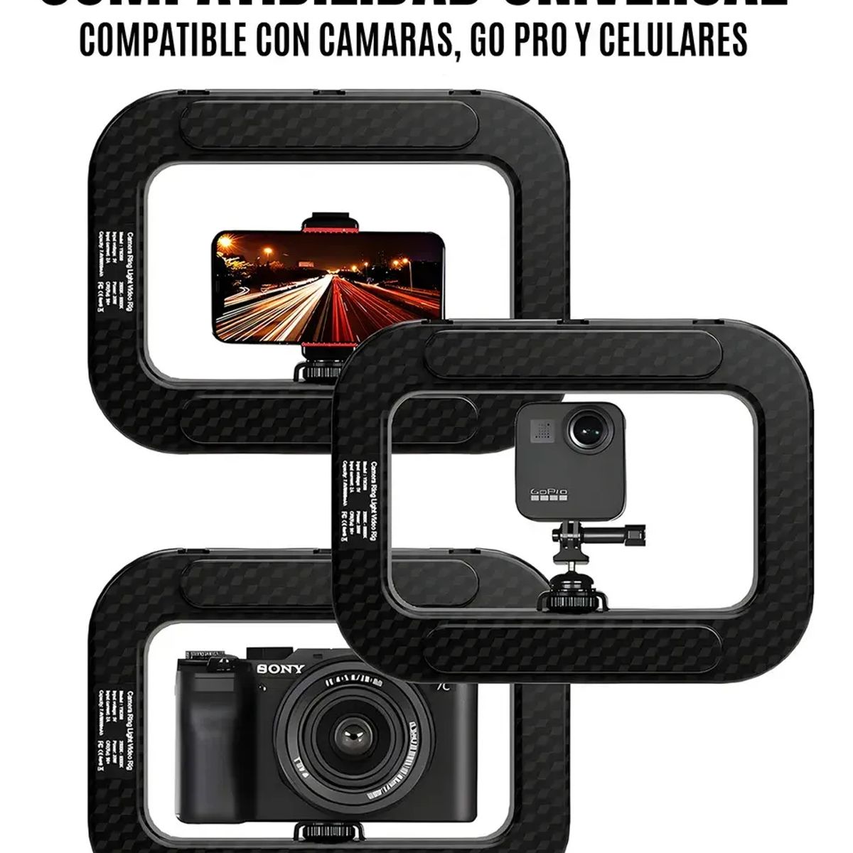 GENERICO - Rig Estabilizador Aro De Luz Led Soporte Celular Grabación