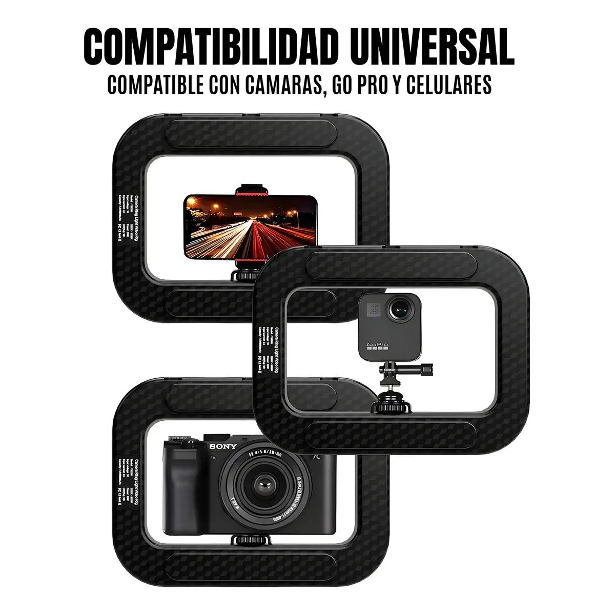 GENERICO - Rig Estabilizador Aro De Luz Led Soporte Celular Grabación