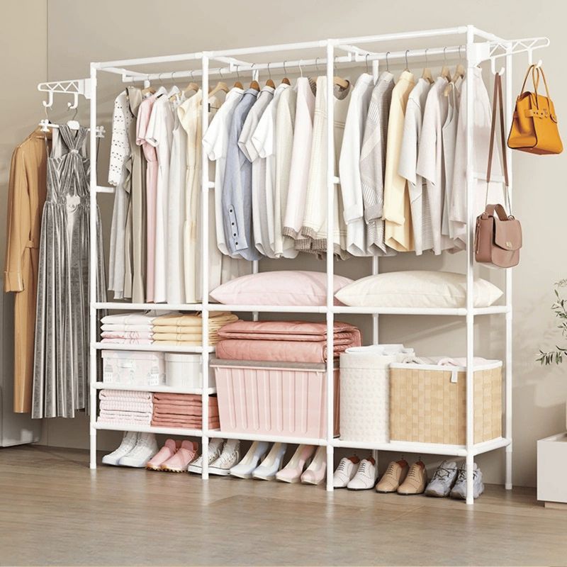 HOMESTAR - Clóset Organizador Perchero Metálico Rieles y Estantes - Blanco
