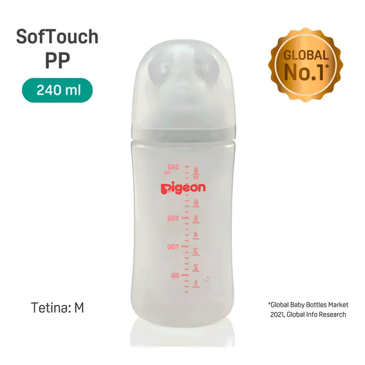 PIGEON - Mamadera Softouch Boca Ancha 240Ml Pp 3+ m  Pigeon