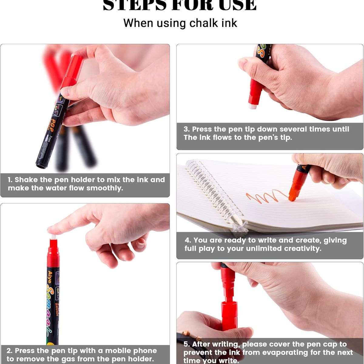 ATURE - 8u Lápiz De Tiza Líquida Iluminador Pizarra Fluorescente