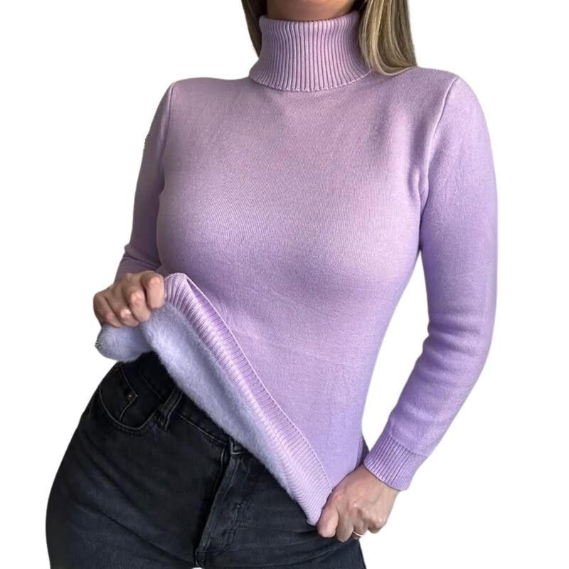 TIOZONEY - Sweater Beatle Forro Polar Cuello Alto Doble De Mujer Sueter