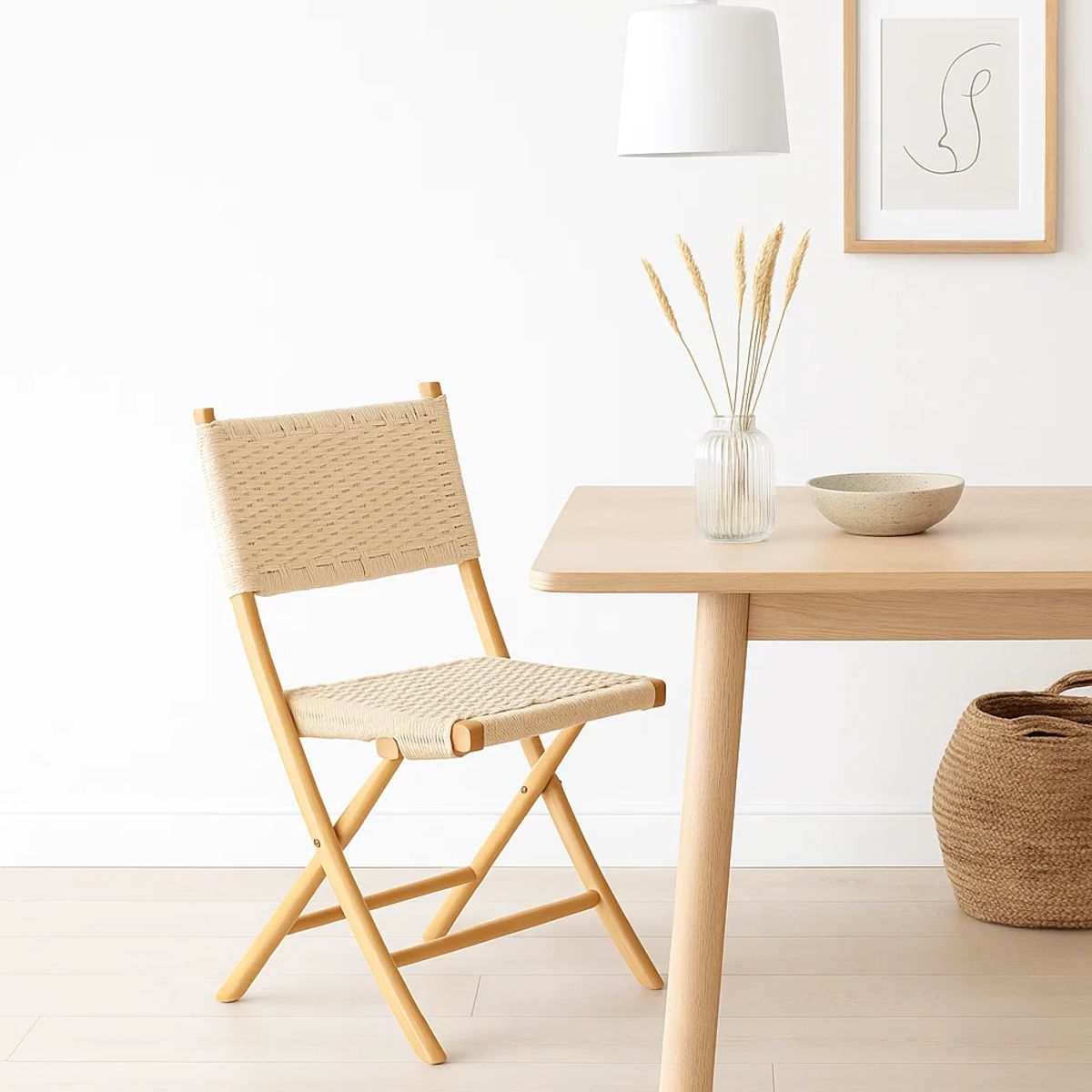 KLIK - Silla Nido Plegable de Madera Rattan Natural