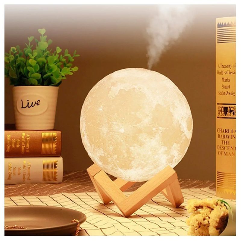 MOVI - Lámpara Humidificadora Lunar 3D LED Silenciosa 880ml