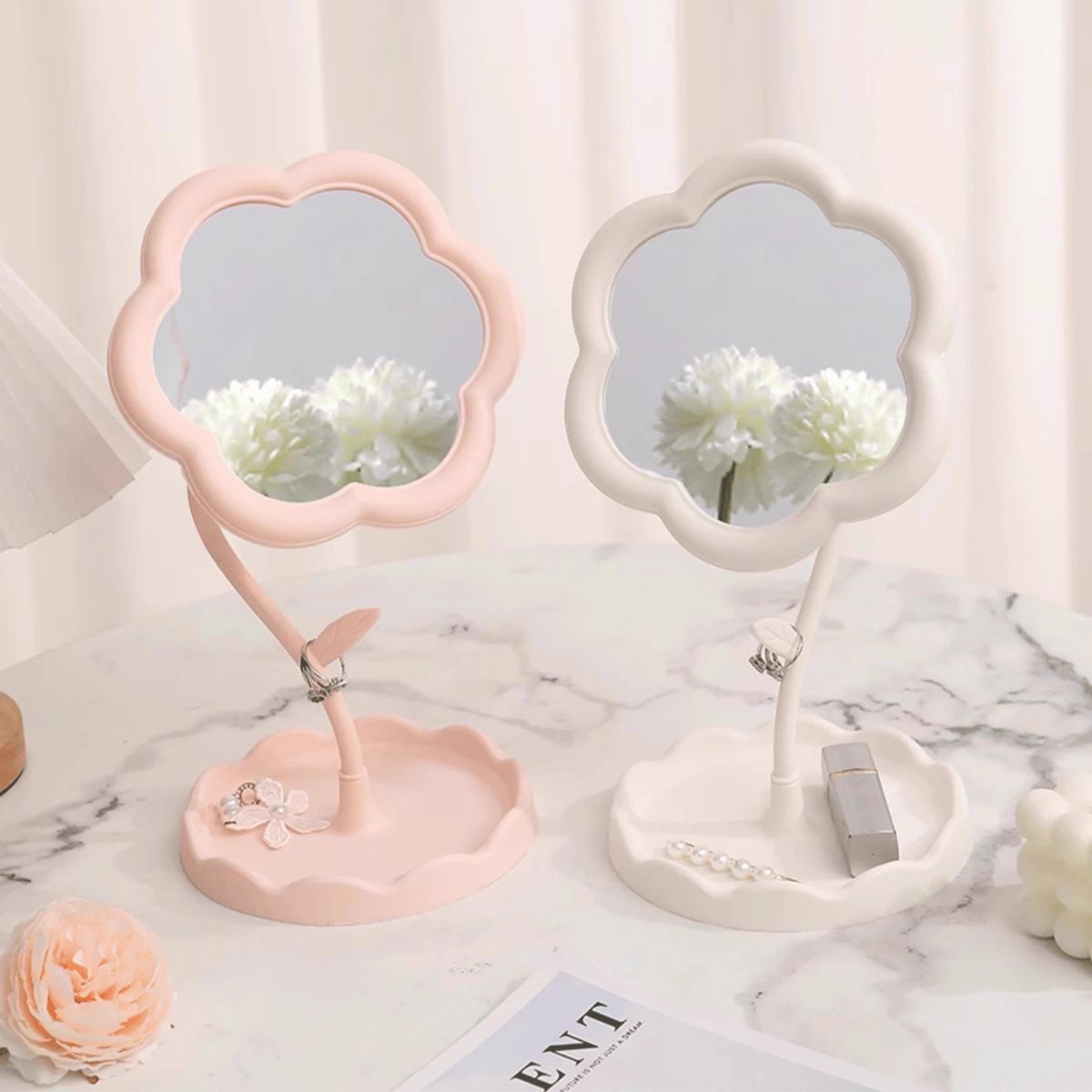 HOMESTAR - Espejo Giratorio de Mesa - Rosa