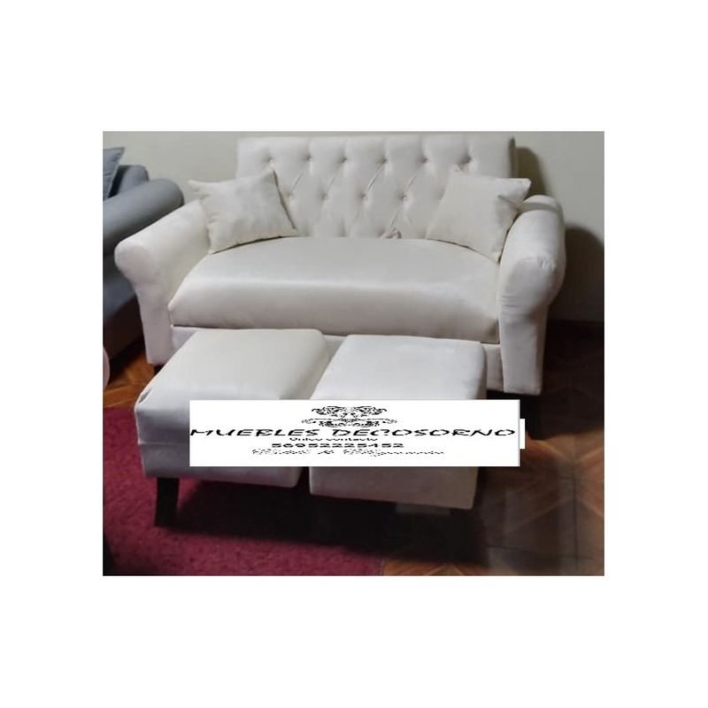 GENERICO - JUEGO DE LIVING ARTESANAL SOFA BAUL MAS 2 PUFF NUEVO