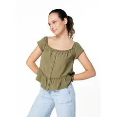 EFESIS - BLUSA SAMAY REGULAR ESCOTE BARDOT NEGRO Y VERDE - Verde