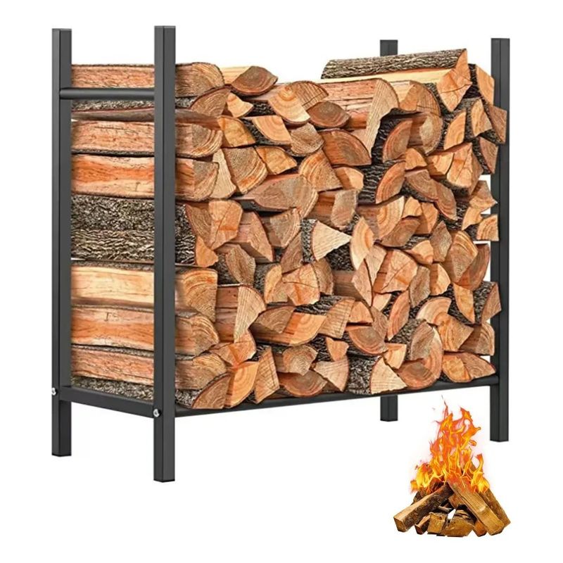 KUANGYE - Leñero Estante Para Madera O Leña De Acero Negro