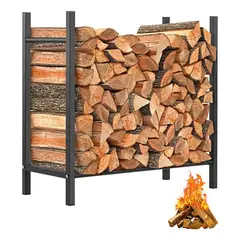 KUANGYE - Leñero Estante Para Madera O Leña De Acero Negro