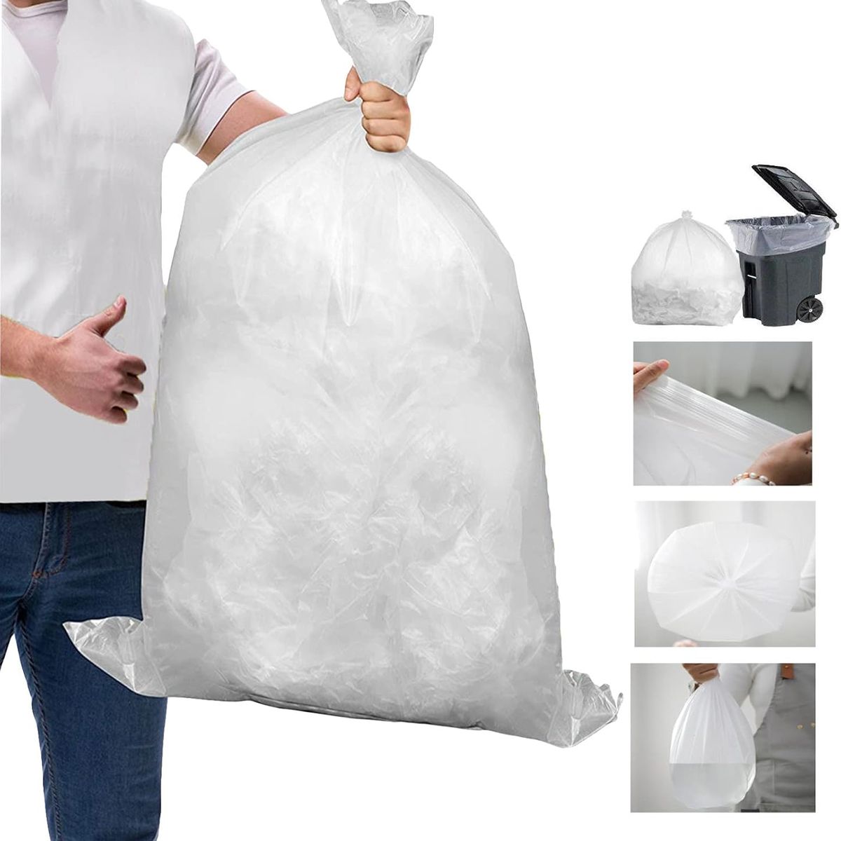 KUANGYE - Pack 20 Bolsas Transparente Grandes De Basura 120x100cm