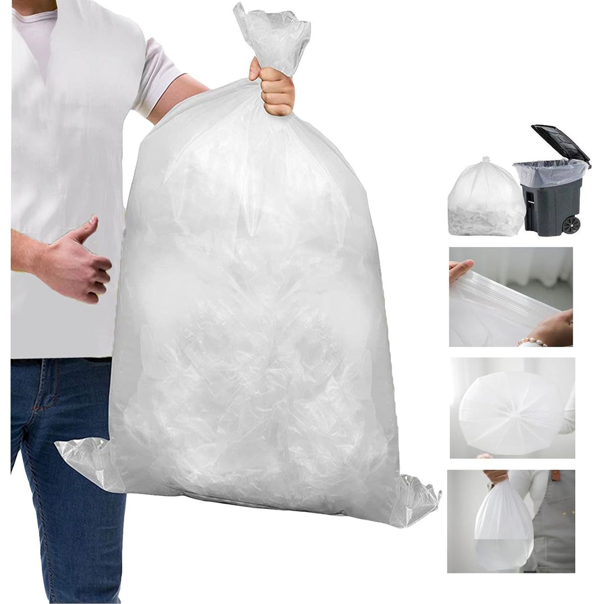 KUANGYE - Pack 20 Bolsas Transparente Grandes De Basura 120x100cm